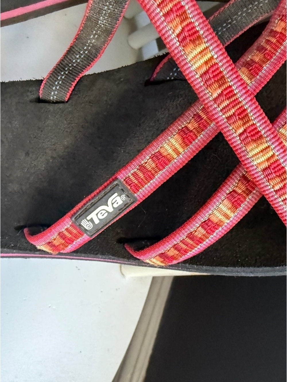 Teva Women's Strappy Pink and Orange Sandals - Picture 2 of 7
